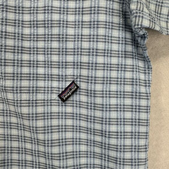 Patagonia M's Puckerware Short Sleeved Shirt Button Up Gingham Plaid Size M - Picture 10 of 10